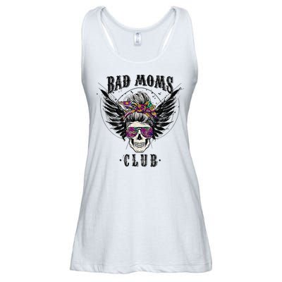 Bad Moms Club Leopard Skull Mom Funny Mom Mother's Day Ladies Essential Flowy Tank