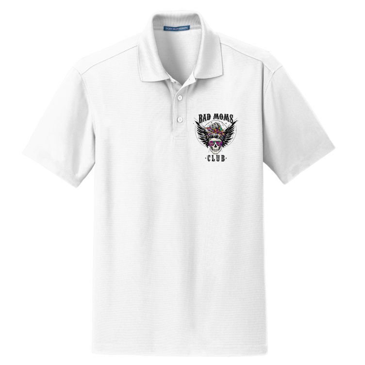 Bad Moms Club Leopard Skull Mom Funny Mom Mother's Day Dry Zone Grid Polo