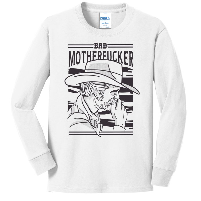 Bad Motherfucker Cowboy Kids Long Sleeve Shirt