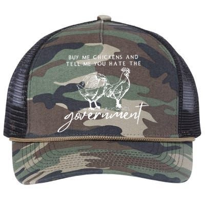 Buy Me Chickens And Tell Me You Hate The Government Retro Rope Trucker Hat Cap