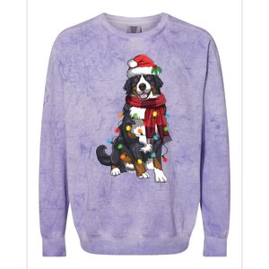 Bernese Mountain Christmas Light Funny Dog Lover Xmas Gift Funny Gift Colorblast Crewneck Sweatshirt