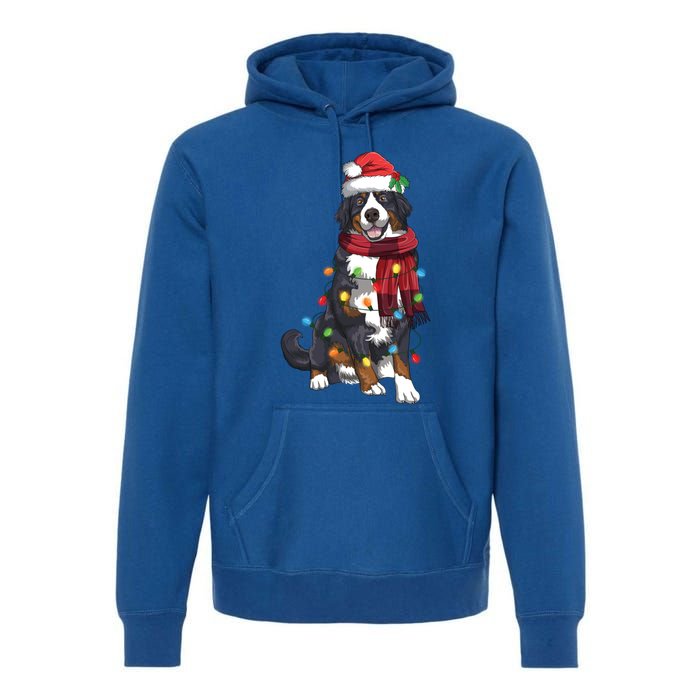 Bernese Mountain Christmas Light Funny Dog Lover Xmas Gift Funny Gift Premium Hoodie