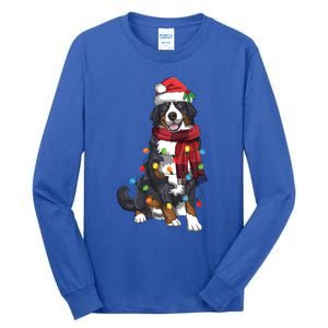 Bernese Mountain Christmas Light Funny Dog Lover Xmas Gift Funny Gift Tall Long Sleeve T-Shirt