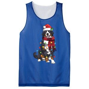 Bernese Mountain Christmas Light Funny Dog Lover Xmas Gift Funny Gift Mesh Reversible Basketball Jersey Tank