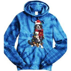 Bernese Mountain Christmas Light Funny Dog Lover Xmas Gift Funny Gift Tie Dye Hoodie