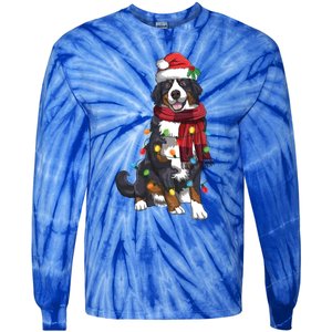 Bernese Mountain Christmas Light Funny Dog Lover Xmas Gift Funny Gift Tie-Dye Long Sleeve Shirt