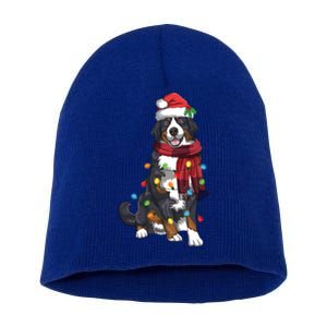 Bernese Mountain Christmas Light Funny Dog Lover Xmas Gift Funny Gift Short Acrylic Beanie