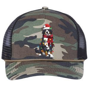 Bernese Mountain Christmas Light Funny Dog Lover Xmas Gift Funny Gift Retro Rope Trucker Hat Cap