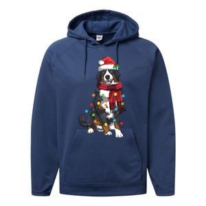 Bernese Mountain Christmas Light Funny Dog Lover Xmas Gift Funny Gift Performance Fleece Hoodie