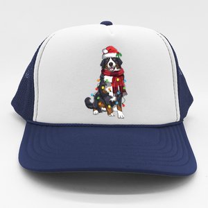 Bernese Mountain Christmas Light Funny Dog Lover Xmas Gift Funny Gift Trucker Hat