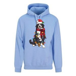 Bernese Mountain Christmas Light Funny Dog Lover Xmas Gift Funny Gift Unisex Surf Hoodie