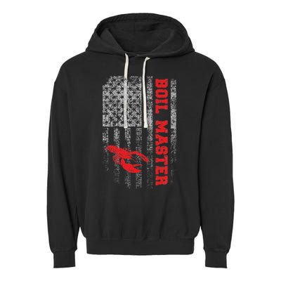 Boil Master Crawfish American Flag Crawdaddy Crayfish Garment-Dyed Fleece Hoodie