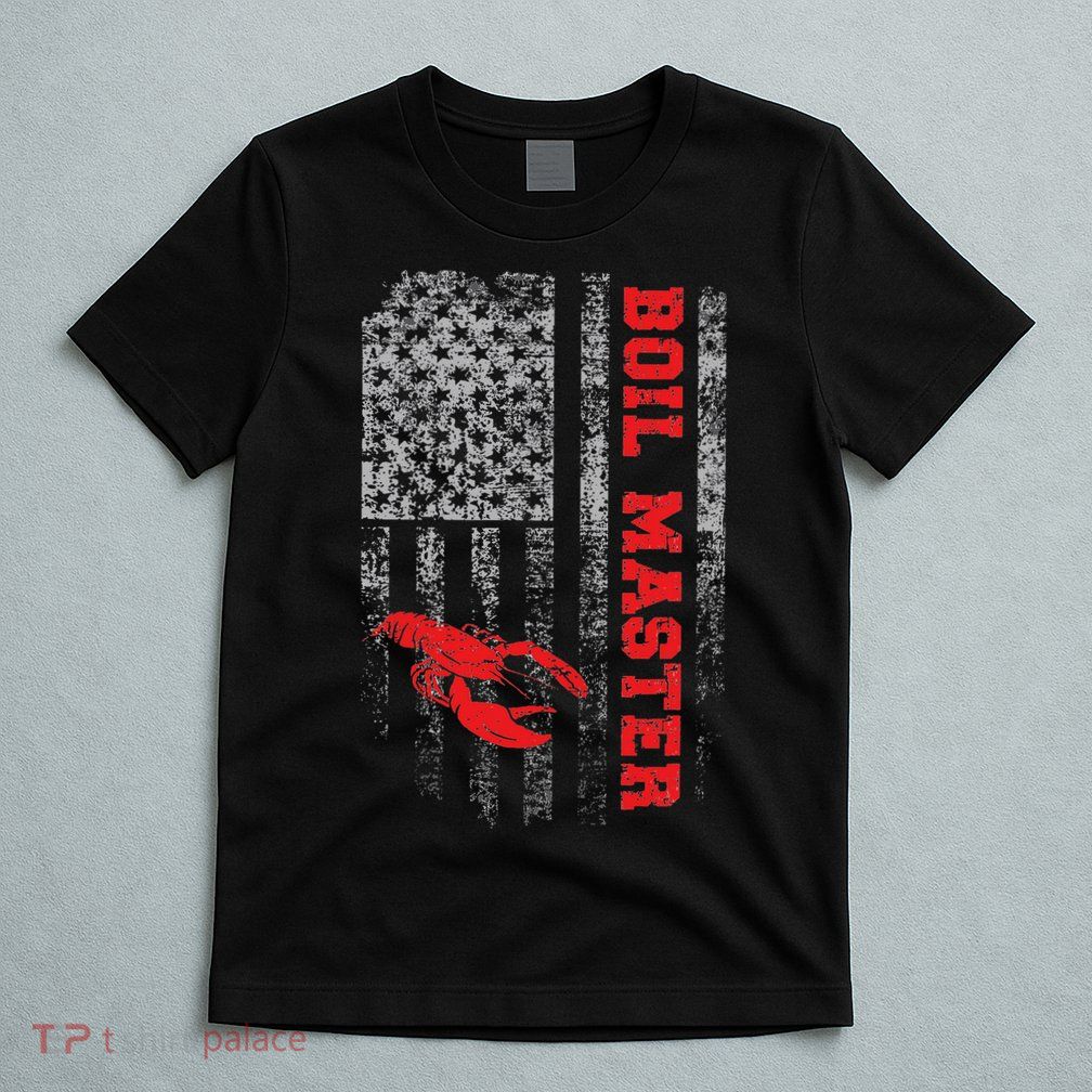 Boil Master Crawfish American Flag Crawdaddy Crayfish T-Shirt