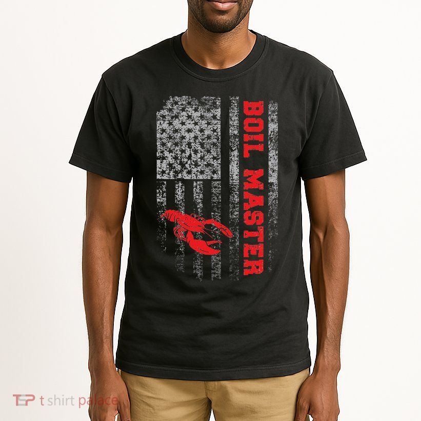 Boil Master Crawfish American Flag Crawdaddy Crayfish Tall T-Shirt