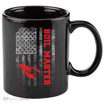 Boil Master Crawfish American Flag Crawdaddy Crayfish 11oz C Handle Ceramic Mug