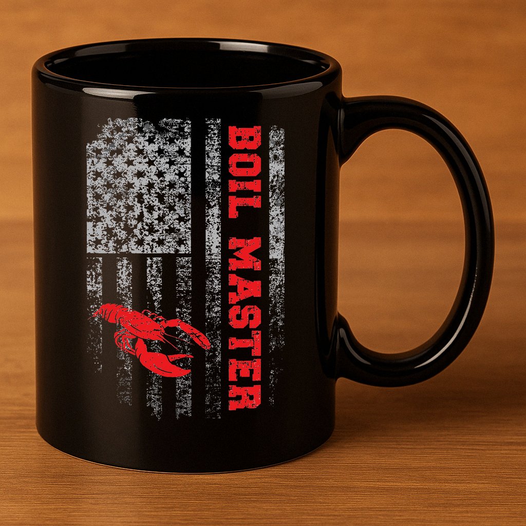 Boil Master Crawfish American Flag Crawdaddy Crayfish 11oz C Handle Ceramic Mug
