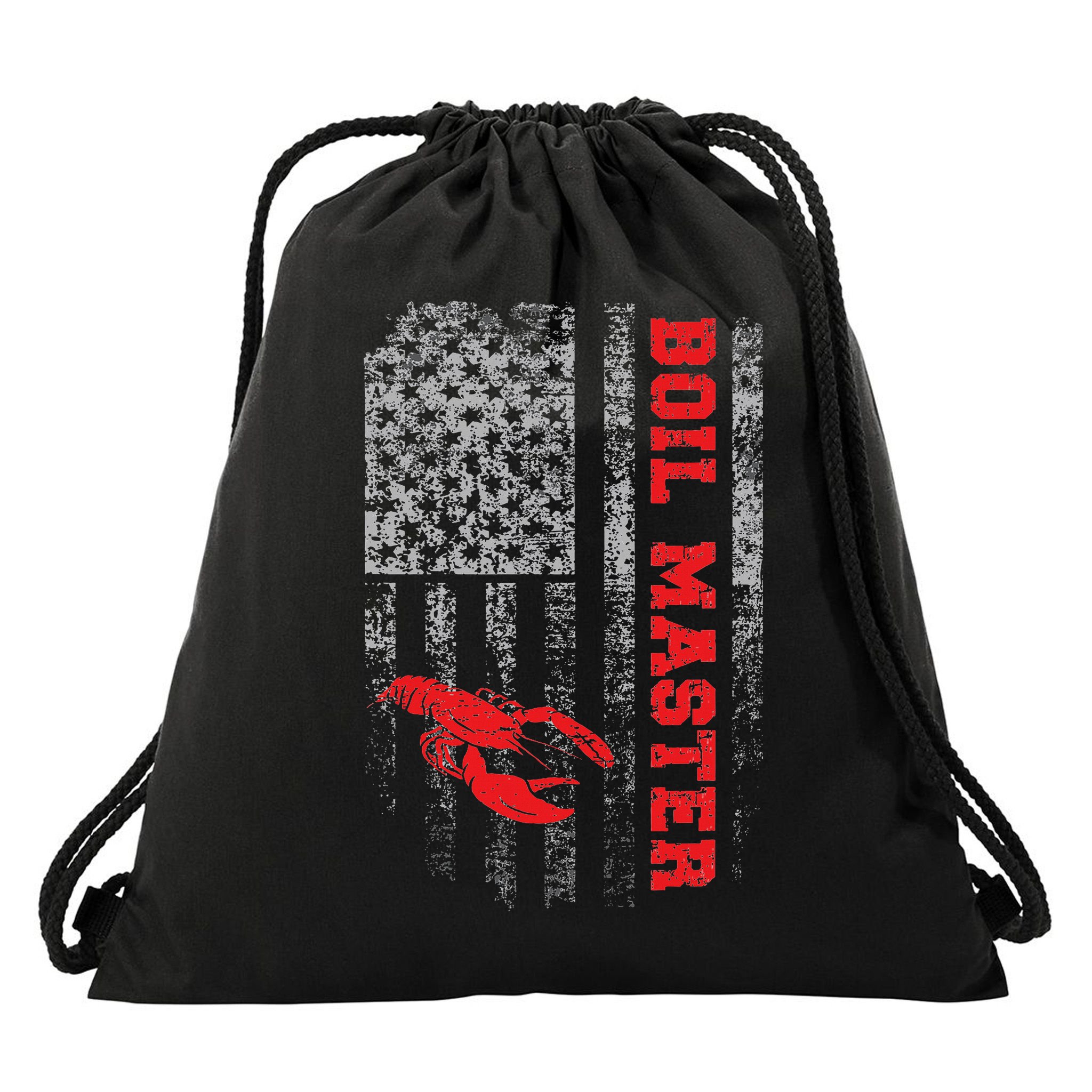Boil Master Crawfish American Flag Crawdaddy Crayfish Drawstring Bag