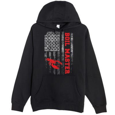 Boil Master Crawfish American Flag Crawdaddy Crayfish Premium Pullover Hoodie