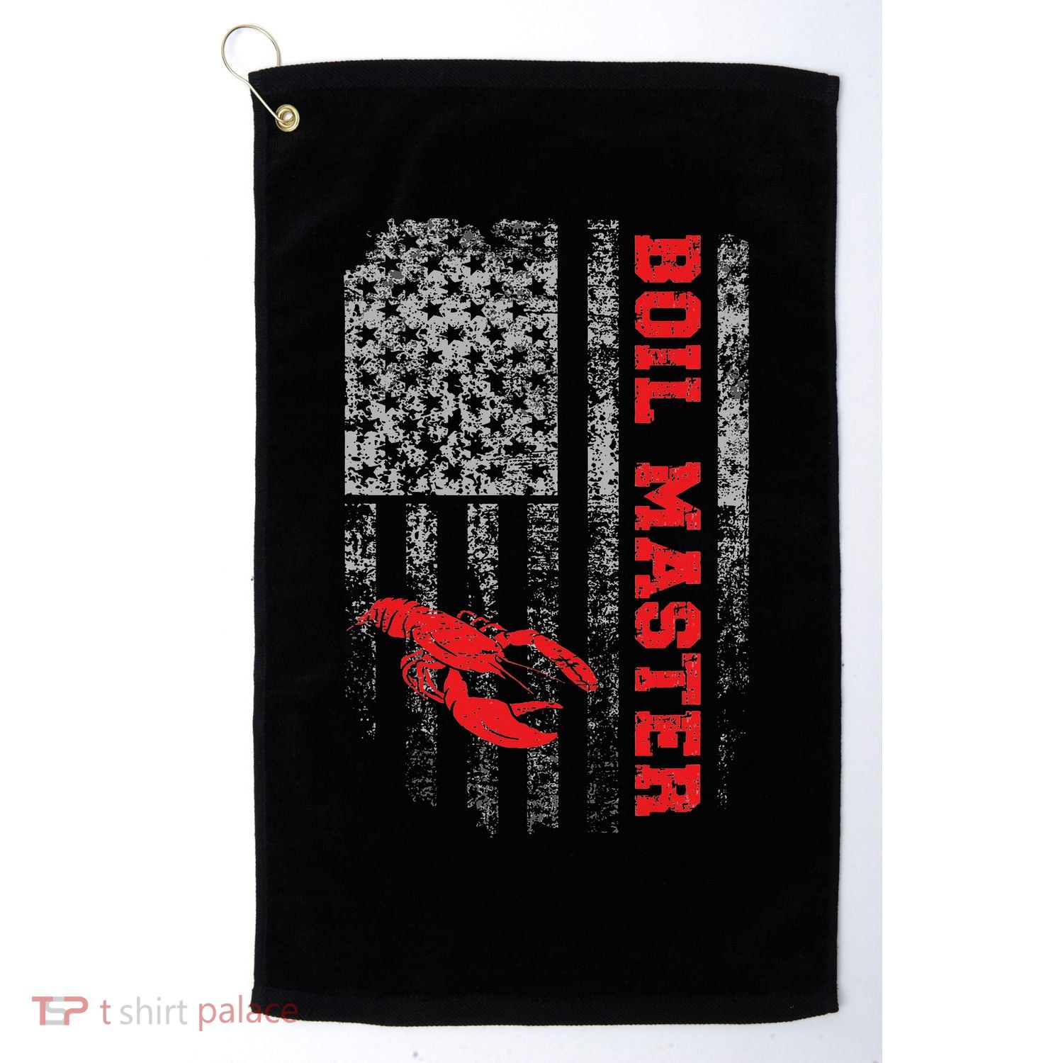 Boil Master Crawfish American Flag Crawdaddy Crayfish Golf Towel