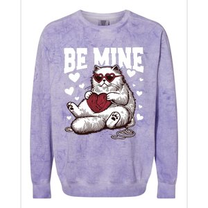 Be Mine Cat Valentine Cat Lover Gift Colorblast Crewneck Sweatshirt