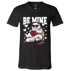 Be Mine Cat Valentine Cat Lover Gift V-Neck T-Shirt