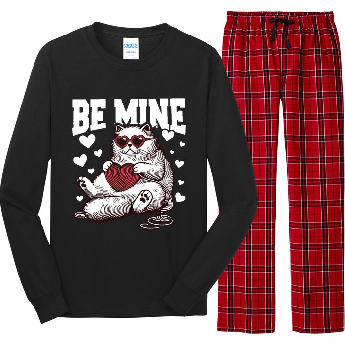 Be Mine Cat Valentine Cat Lover Gift Long Sleeve Pajama Set