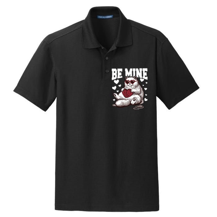 Be Mine Cat Valentine Cat Lover Gift Dry Zone Grid Polo