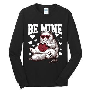 Be Mine Cat Valentine Cat Lover Gift Tall Long Sleeve T-Shirt