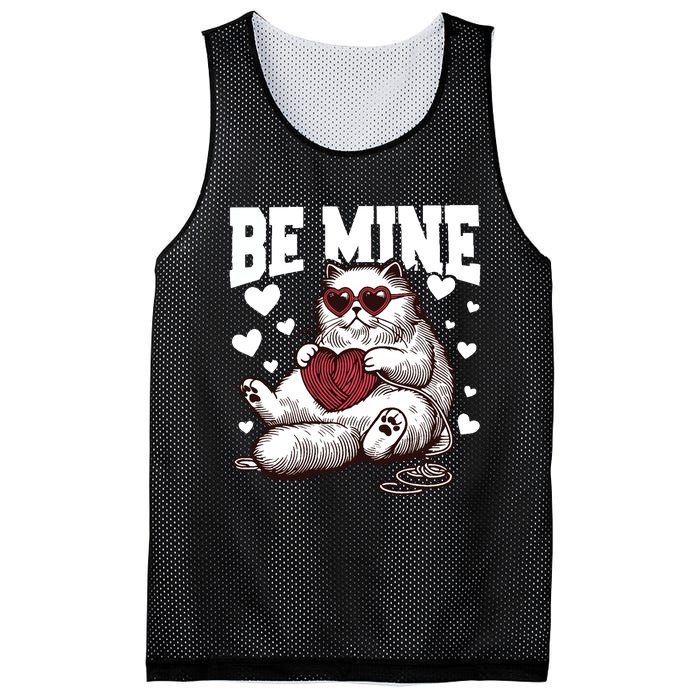 Be Mine Cat Valentine Cat Lover Gift Mesh Reversible Basketball Jersey Tank