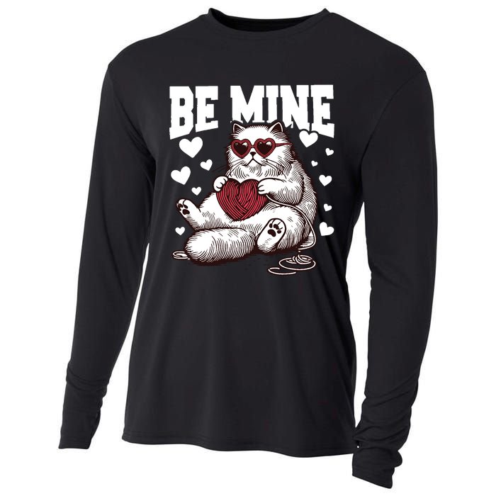 Be Mine Cat Valentine Cat Lover Gift Cooling Performance Long Sleeve Crew