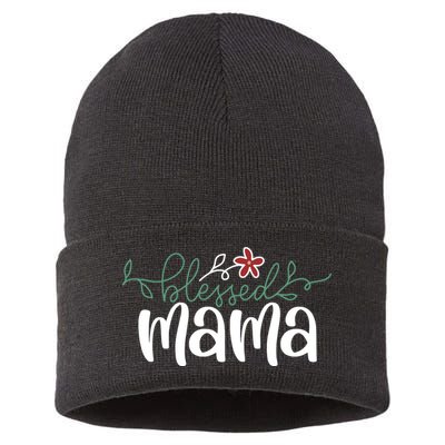 Blessed Mama Cute Gift For Mom Sustainable Knit Beanie