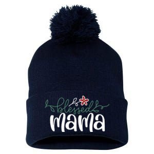 Blessed Mama Cute Gift For Mom Pom Pom 12in Knit Beanie