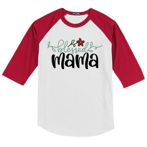 Blessed Mama Cute Gift For Mom Kids Colorblock Raglan Jersey