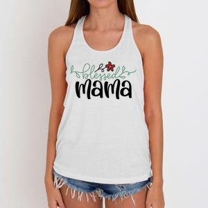 Blessed Mama Cute Gift For Mom Women's Knotted Racerback Tank