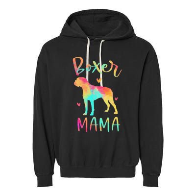 Boxer Mama Colorful Boxer Gifts Dog Mom Garment-Dyed Fleece Hoodie