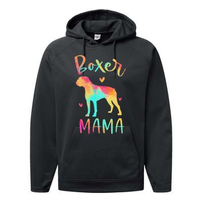 Boxer Mama Colorful Boxer Gifts Dog Mom Performance Fleece Hoodie