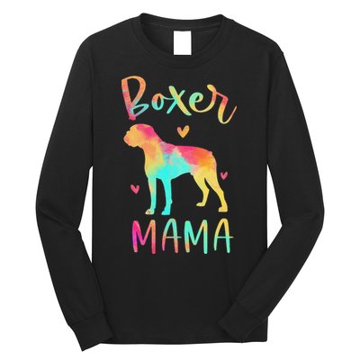 Boxer Mama Colorful Boxer Gifts Dog Mom Long Sleeve Shirt