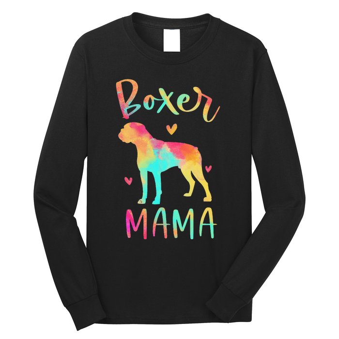 Boxer Mama Colorful Boxer Gifts Dog Mom Long Sleeve Shirt