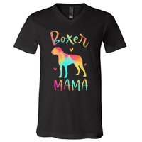 Boxer Mama Colorful Boxer Gifts Dog Mom V-Neck T-Shirt