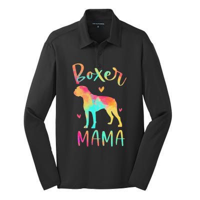 Boxer Mama Colorful Boxer Gifts Dog Mom Silk Touch Performance Long Sleeve Polo