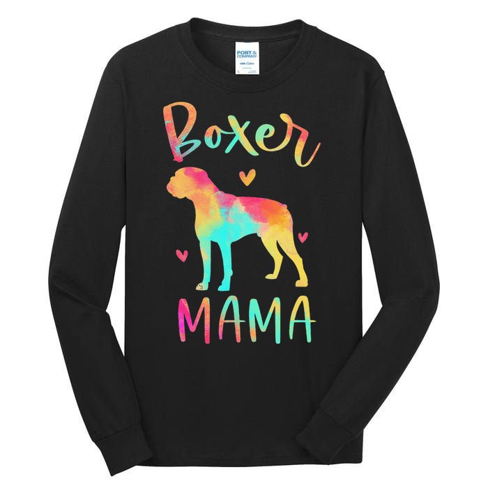 Boxer Mama Colorful Boxer Gifts Dog Mom Tall Long Sleeve T-Shirt