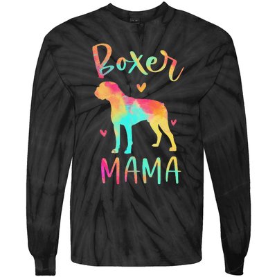 Boxer Mama Colorful Boxer Gifts Dog Mom Tie-Dye Long Sleeve Shirt