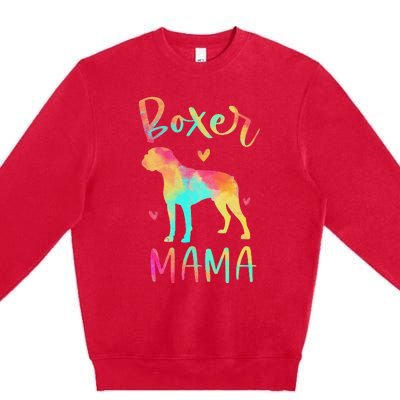 Boxer Mama Colorful Boxer Gifts Dog Mom Premium Crewneck Sweatshirt