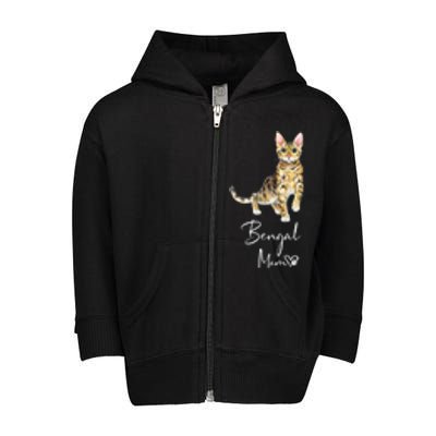 Bengal Mom Cute Cat Mother Kitten Gift Toddler Zip Fleece Hoodie