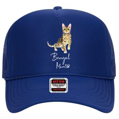 Bengal Mom Cute Cat Mother Kitten Gift High Crown Mesh Back Trucker Hat