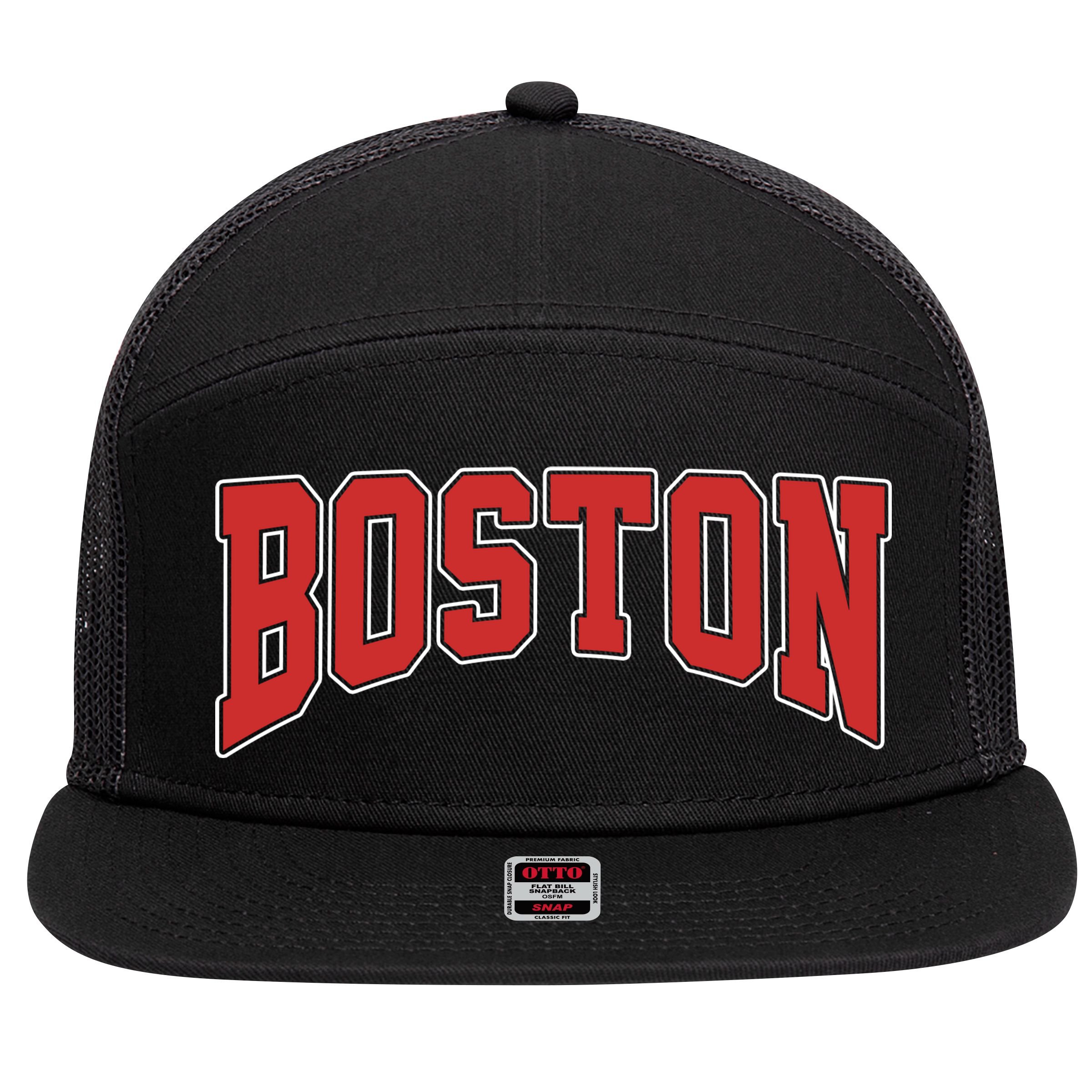 Boston Massachusetts Classic Curve 7 Panel Mesh Trucker Snapback Hat