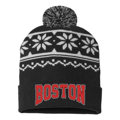 Boston Massachusetts Classic Curve USA-Made Snowflake Beanie