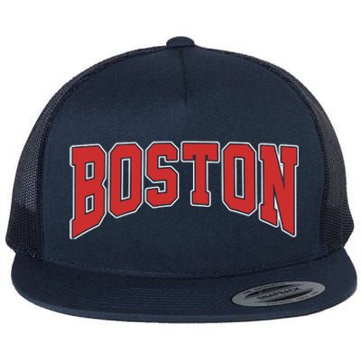 Boston Massachusetts Classic Curve Flat Bill Trucker Hat