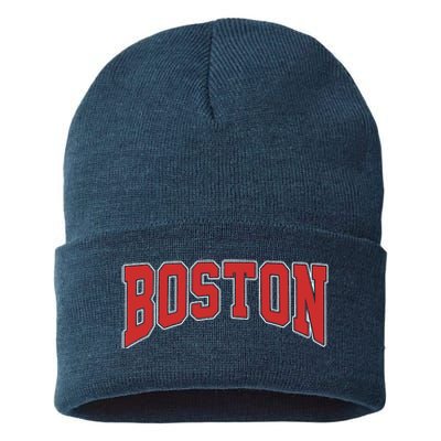 Boston Massachusetts Classic Curve Sustainable Knit Beanie