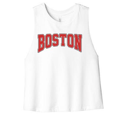 Boston Massachusetts Classic Curve Women's Racerback Cropped Tank